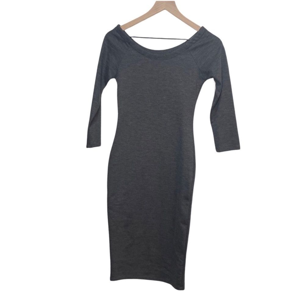 Zara/Trafaluc//Fall Winter Collection Grey 3/4 Sleeve Knit Bodycon Dress…